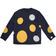 Two-tone Polka Dot Loose Sweater - Grey / S - Sweatshirt