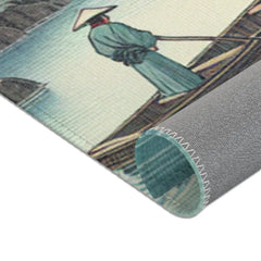 Ukiyo-e Area Rug with Cherry Blossoms and Wooden Bridge