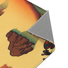 Ukiyo-e Art Area Rug with Cherry Blossoms and Rising Sun