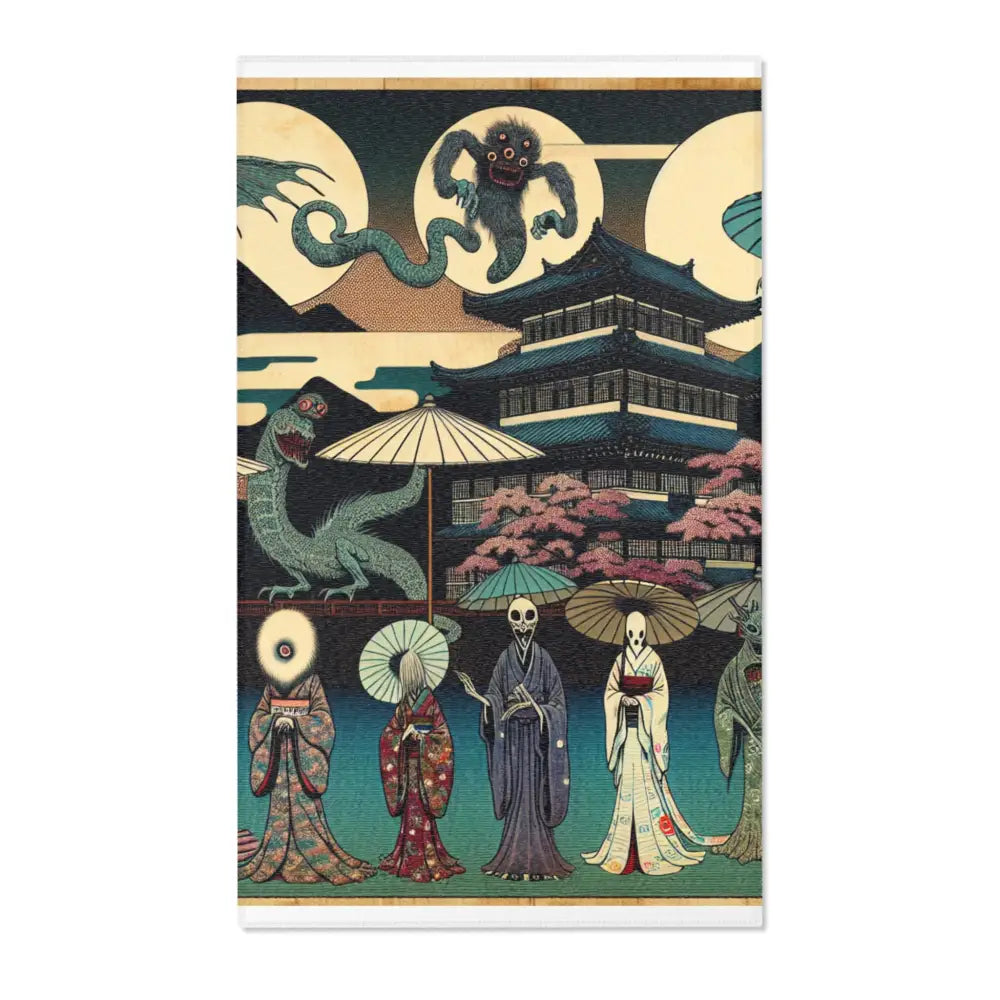Ukiyo-e Inspired Area Rug with Eerie Yokai Figures 36’’ ×