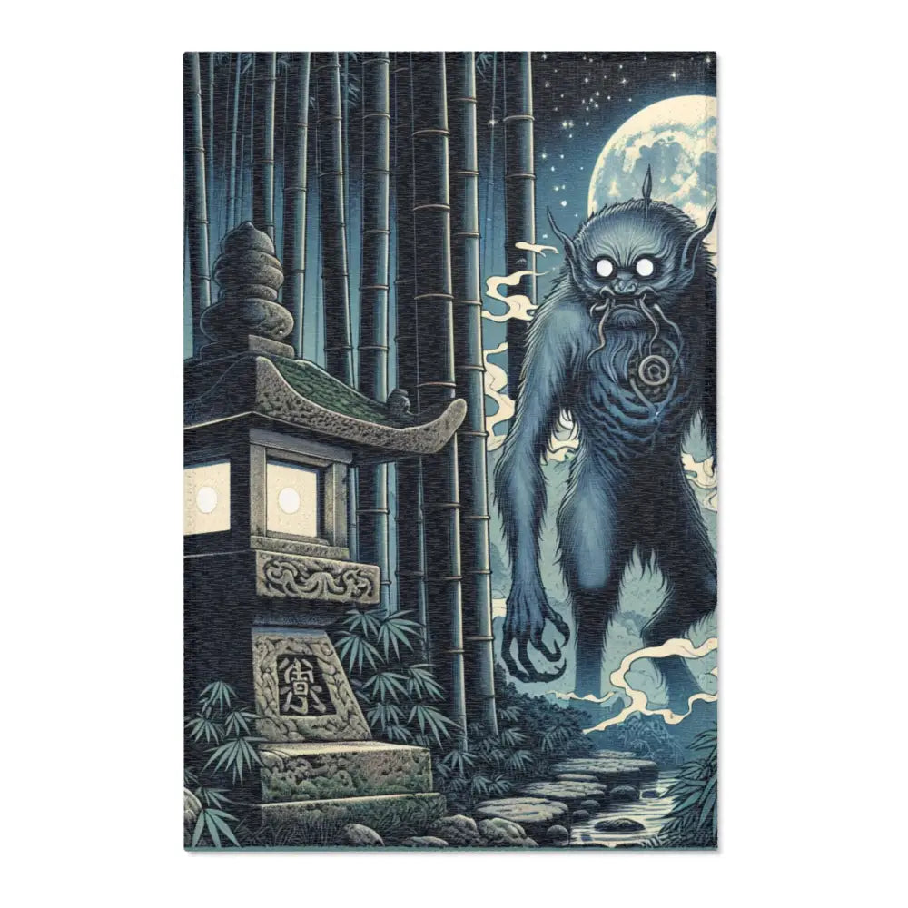Ukiyo-e Inspired Area Rug with Moonlit Japanese Scene 24’’