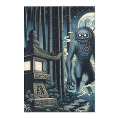 Ukiyo-e Inspired Area Rug with Moonlit Japanese Scene 48’’