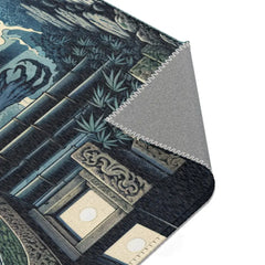 Ukiyo-e Inspired Area Rug with Moonlit Japanese Scene