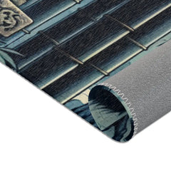 Ukiyo-e Inspired Area Rug with Moonlit Japanese Scene