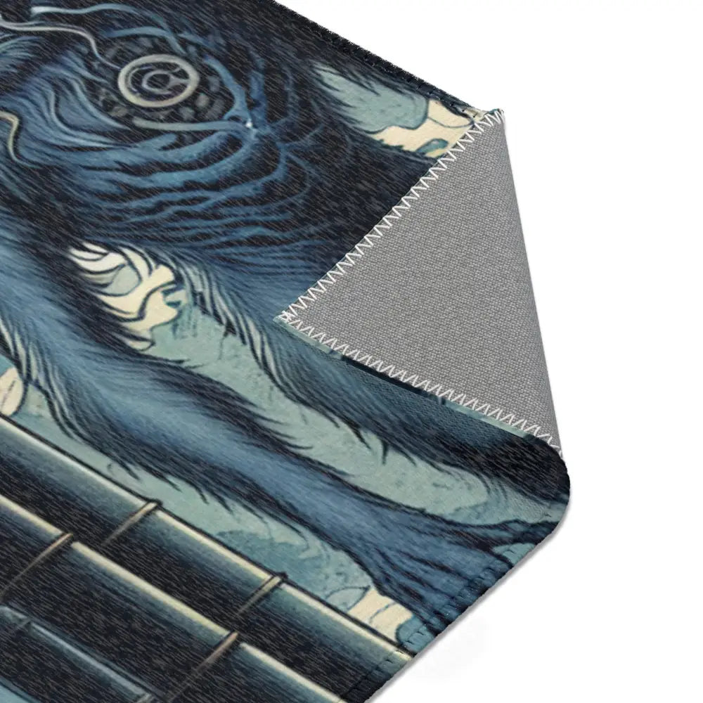 Ukiyo-e Inspired Area Rug with Moonlit Japanese Scene