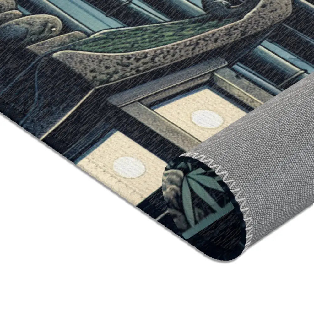 Ukiyo-e Inspired Area Rug with Moonlit Japanese Scene