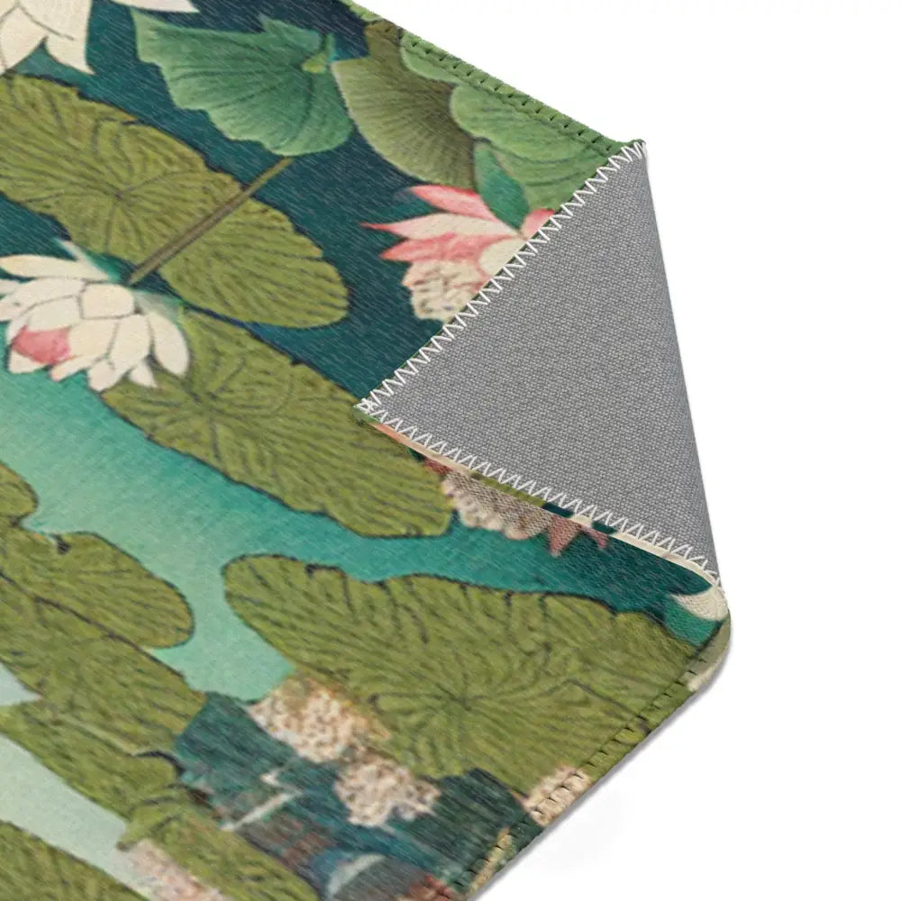 Ukiyo-e Inspired Area Rug with Mount Fuji and Lotus Pond