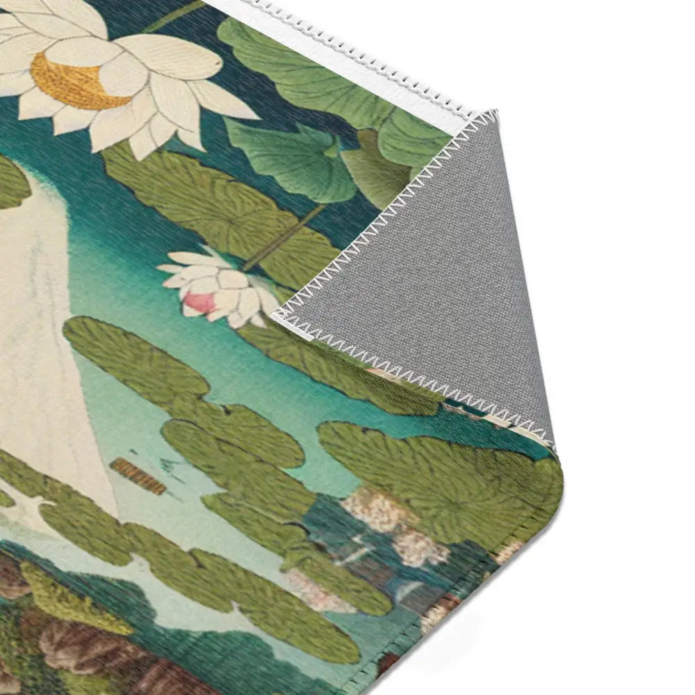 Ukiyo-e Inspired Area Rug with Mount Fuji and Lotus Pond