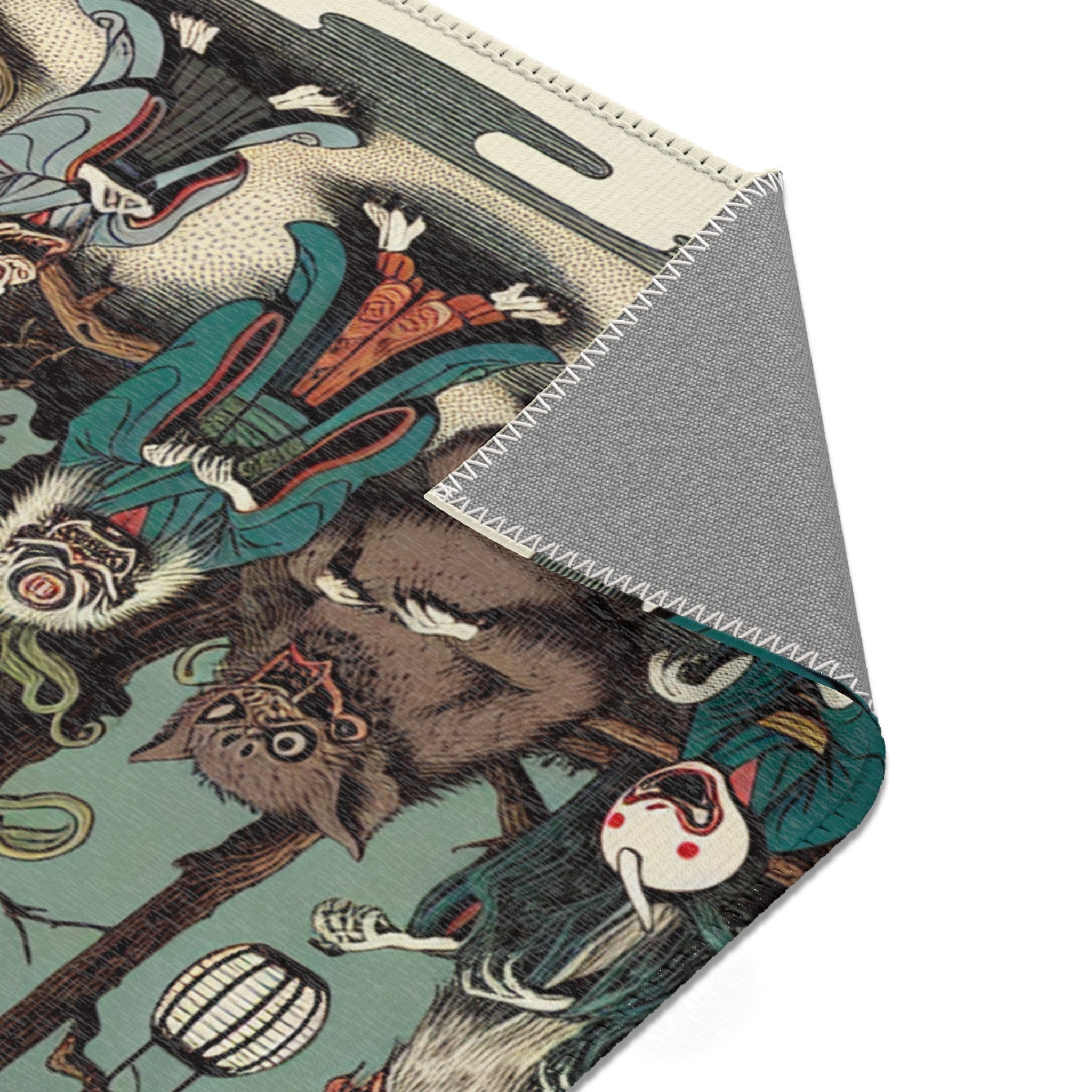 Ukiyo-e Inspired Area Rug with Yokai Design