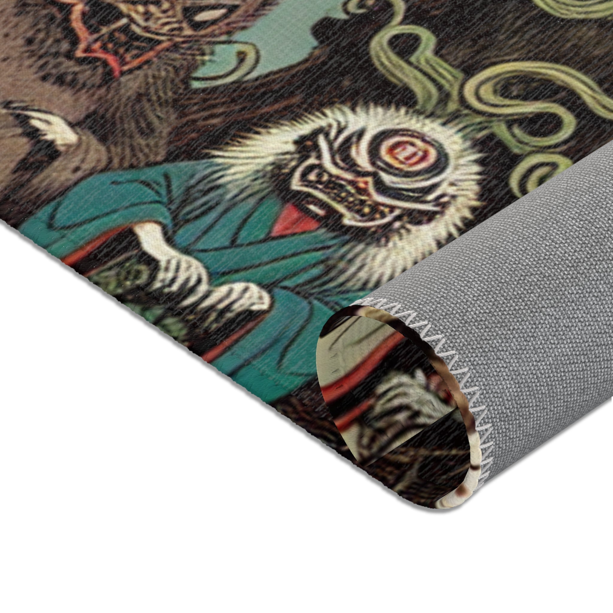 Ukiyo-e Inspired Area Rug with Yokai Design