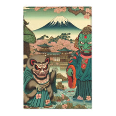 Ukiyo-E Style Area Rug with Ancient Japanese Folklore Art