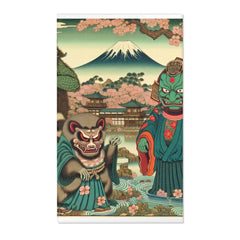 Ukiyo-E Style Area Rug with Ancient Japanese Folklore Art