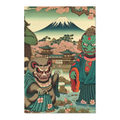 Ukiyo-E Style Area Rug with Ancient Japanese Folklore Art