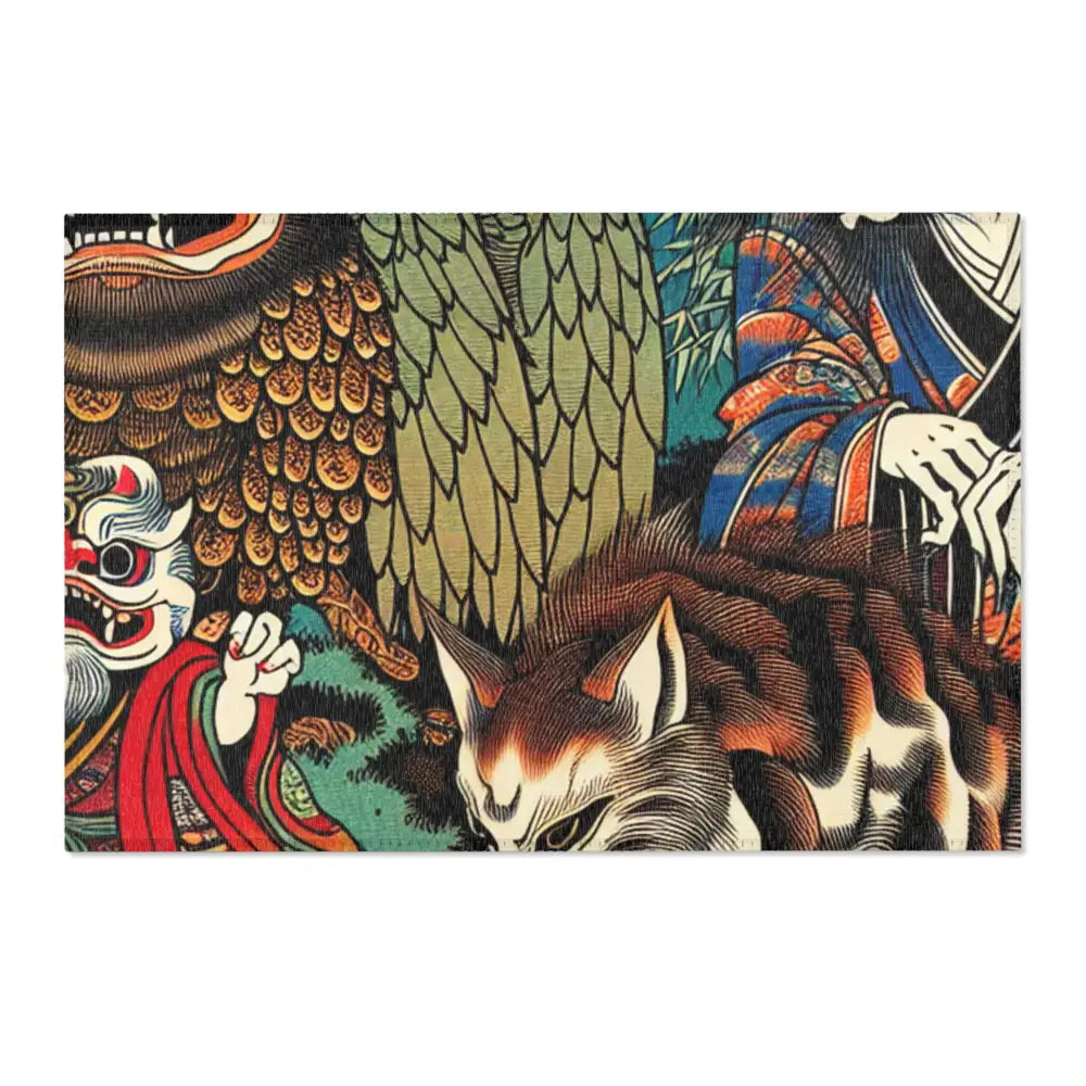Ukiyo-E Style Area Rug with Japanese Mythical Charm 36’’ ×