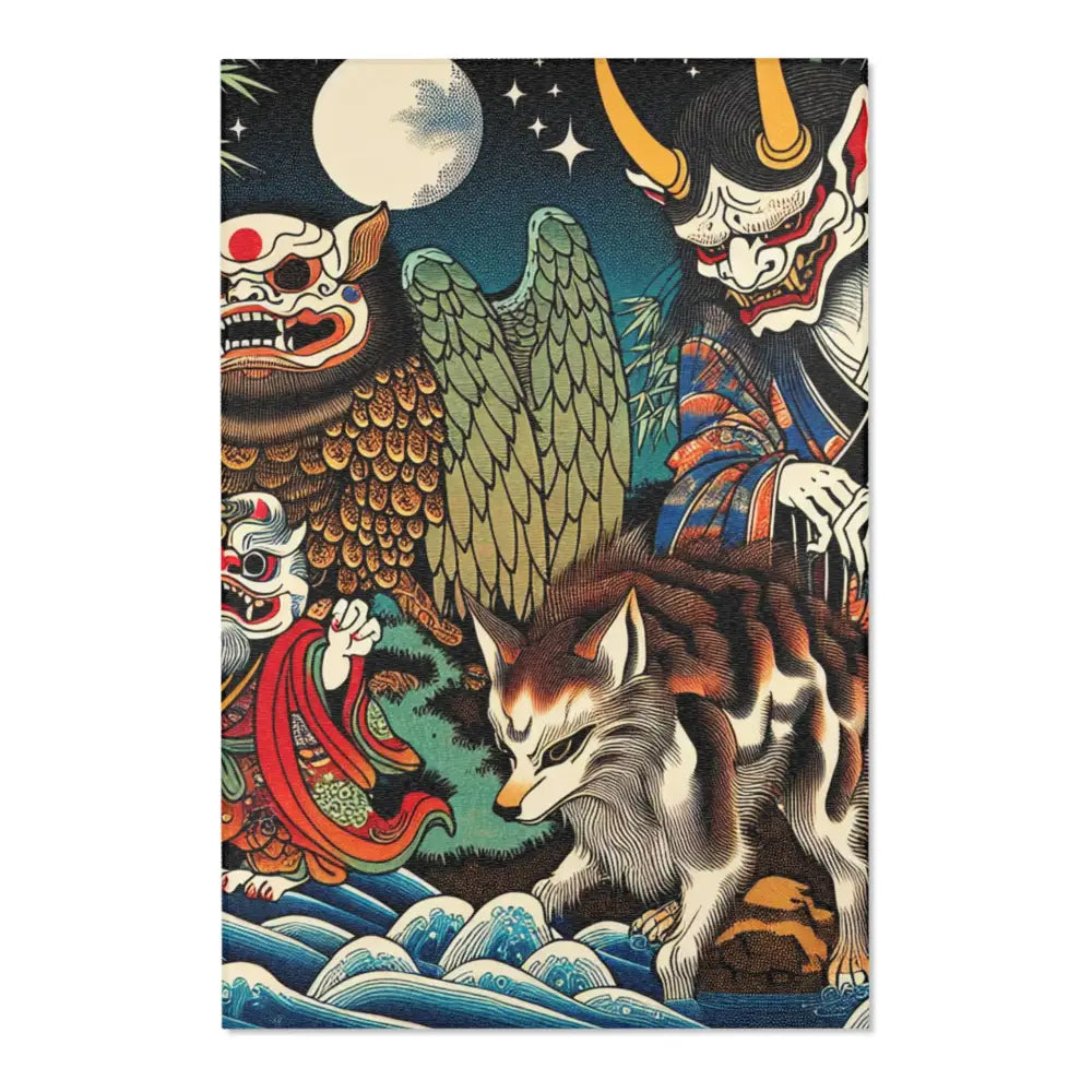 Ukiyo-E Style Area Rug with Japanese Mythical Charm 48’’ ×