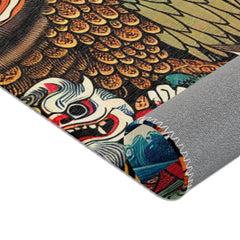 Ukiyo-E Style Area Rug with Japanese Mythical Charm