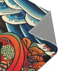 Ukiyo-E Style Area Rug with Japanese Mythical Charm