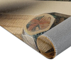 Ukiyo-e Style Area Rug with Mount Fuji and Cherry Blossoms