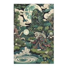 Ukiyo-e Style Intricacy Elegant Area Rug with Yokai Scene