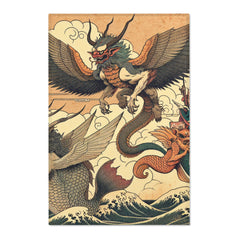 Ukiyo-e Unique Area Rug Exhibiting Ethereal Yokai and Kappa