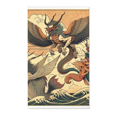 Ukiyo-e Unique Area Rug Exhibiting Ethereal Yokai and Kappa