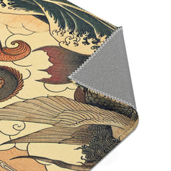 Ukiyo-e Unique Area Rug Exhibiting Ethereal Yokai and Kappa