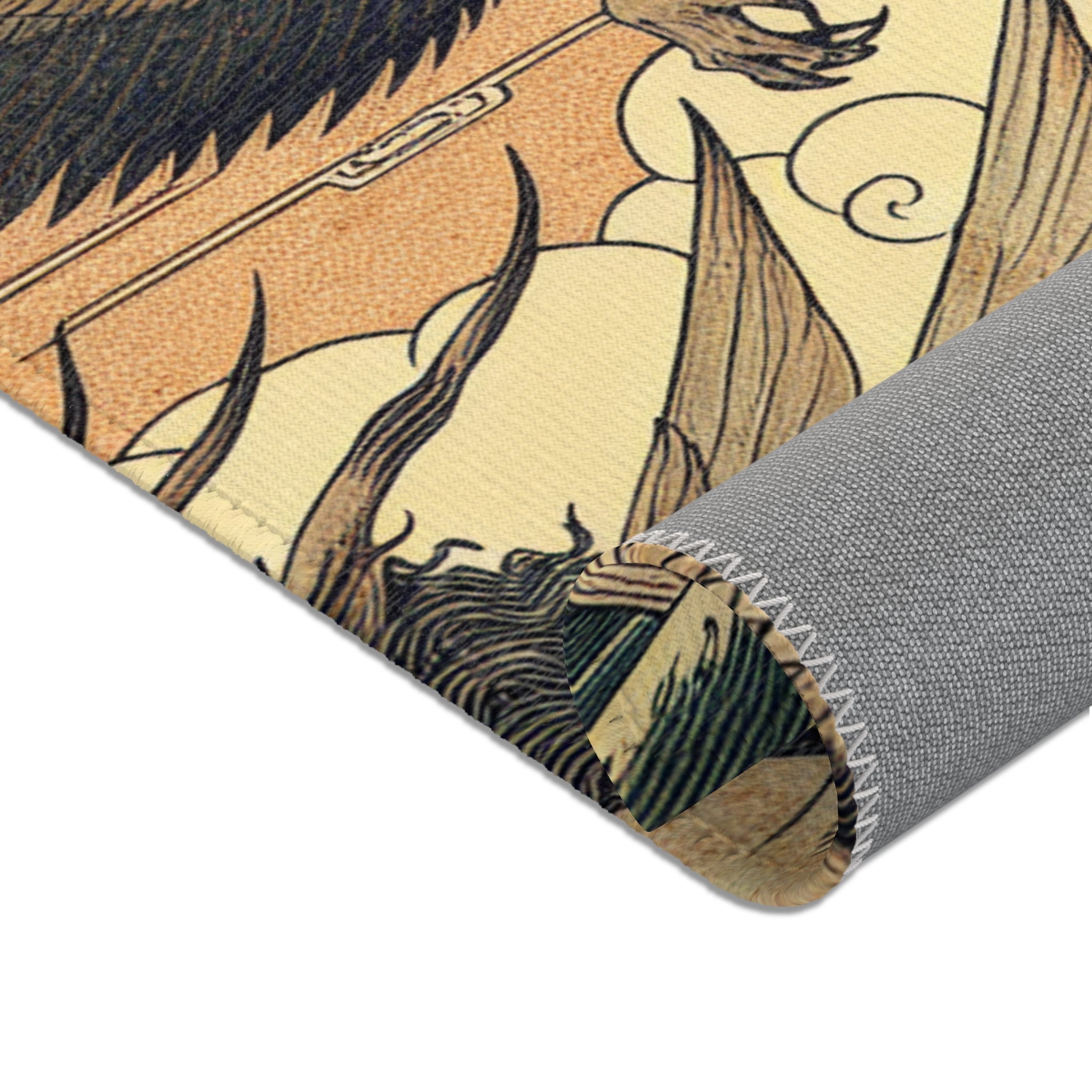 Ukiyo-e Unique Area Rug Exhibiting Ethereal Yokai and Kappa