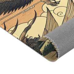 Ukiyo-e Unique Area Rug Exhibiting Ethereal Yokai and Kappa