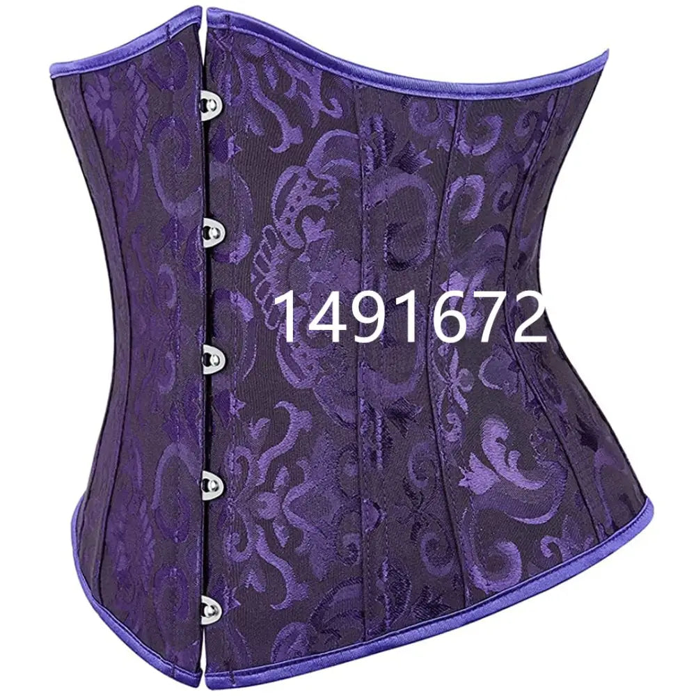 Underbust Waist Gothic Corset - blackpurple / S