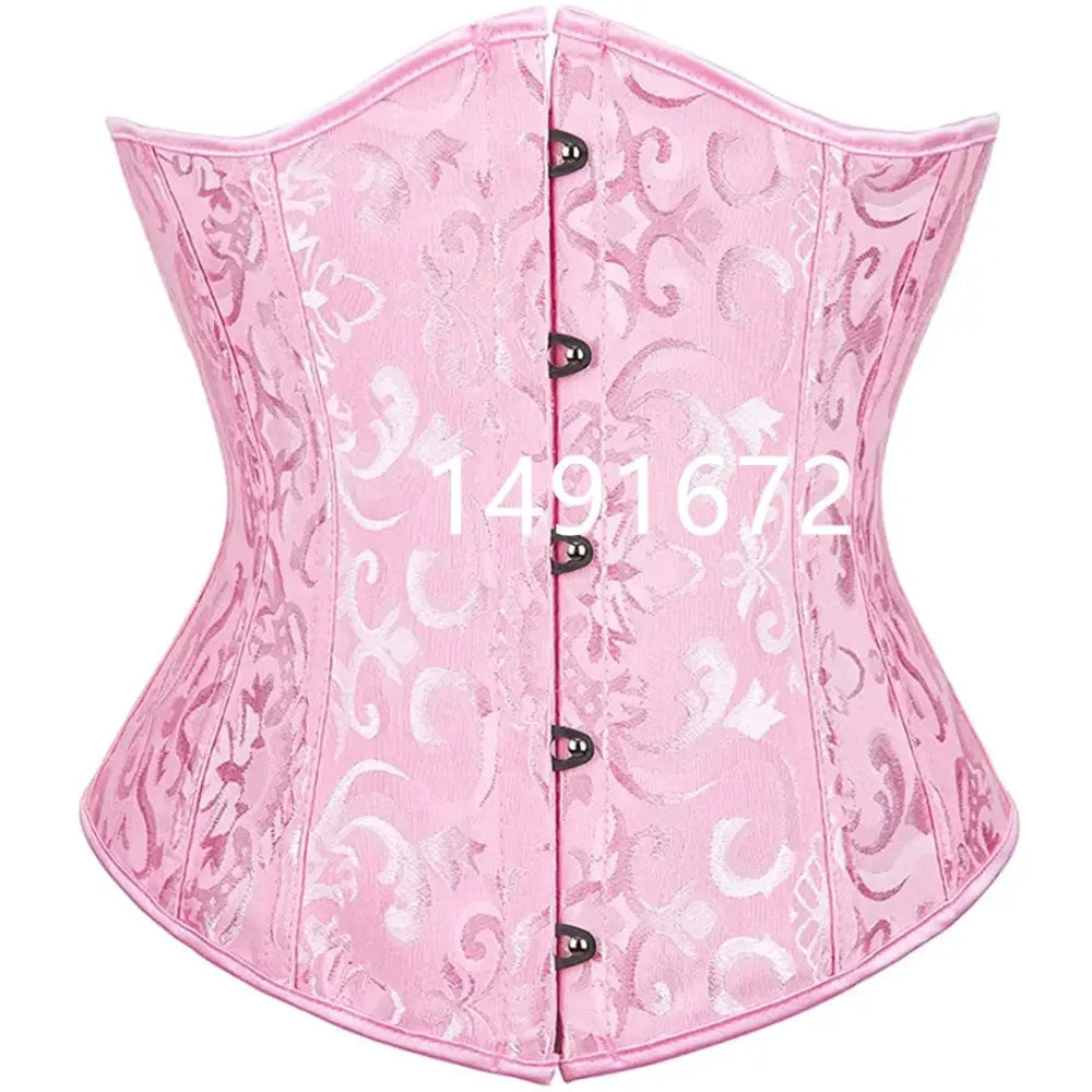 Underbust Waist Gothic Corset - pink / S