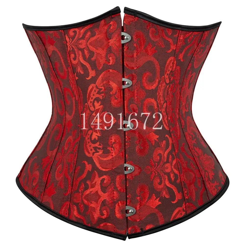 Underbust Waist Gothic Corset - red black / S