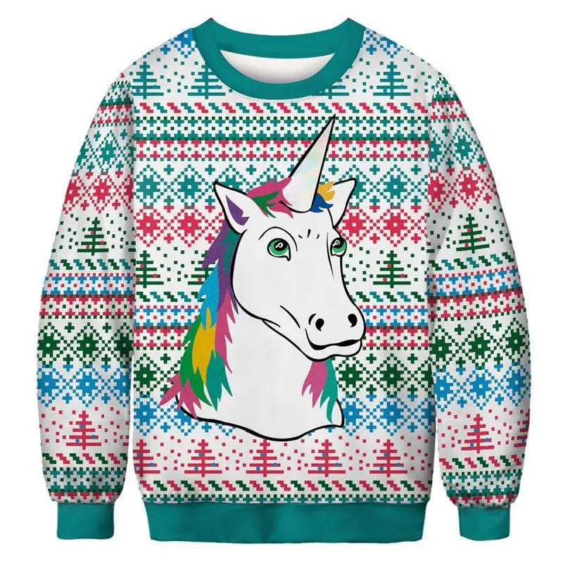 Unicorn Ugly Christmas 3D Funny Sweatshirt