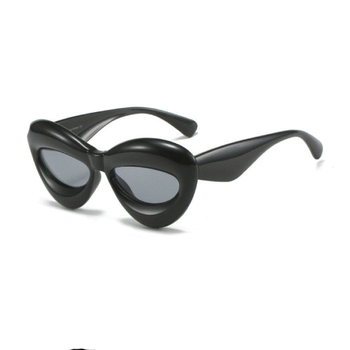 Unique Candy Color Lip Sunglasses - Black A / One Size