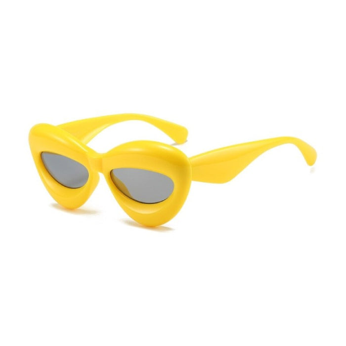 Unique Candy Color Lip Sunglasses - Yellow A / One Size