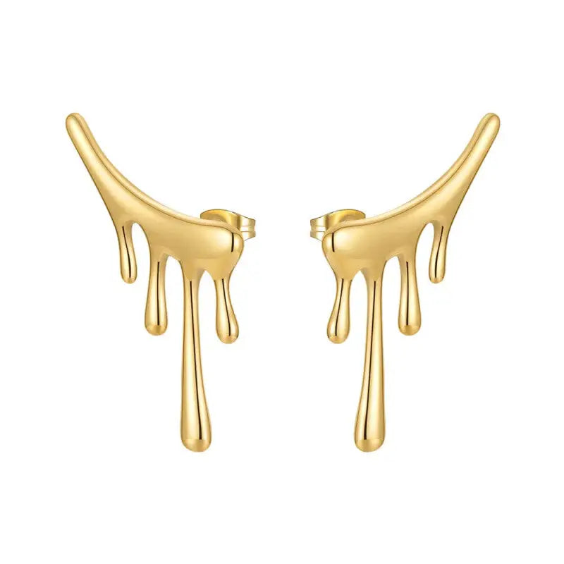 Unique Stainless Steel Stud Earrings - Gold
