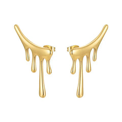 Unique Stainless Steel Stud Earrings - Gold