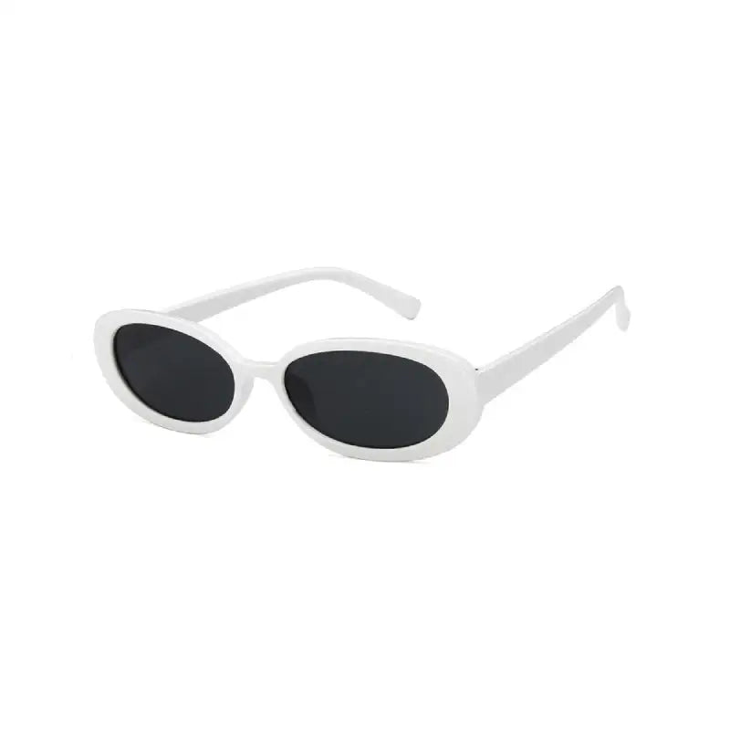 Unisex Small Oval Frame Sunglasses - White / One Size