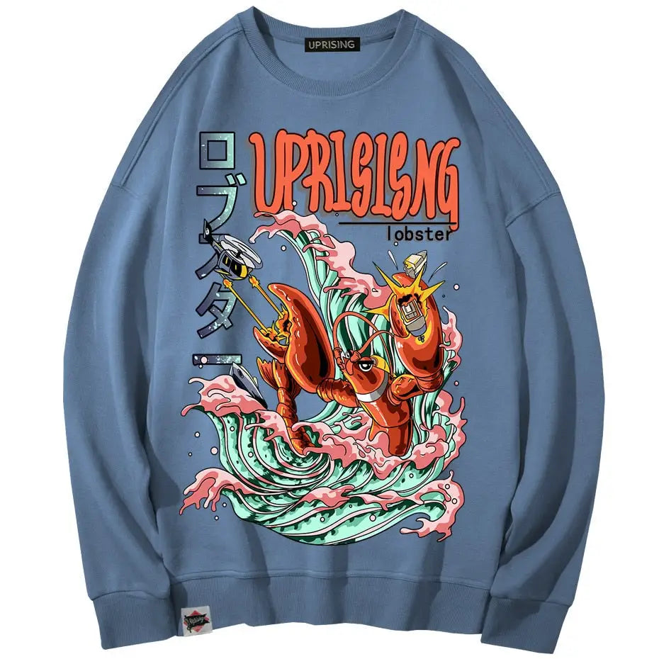 Uprising Lobster Attack Urban Wear Sweatshirt - Light Blue