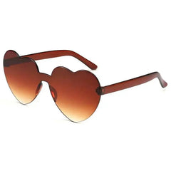 UV400 Modern Heart Shape Sunglasses - Brown