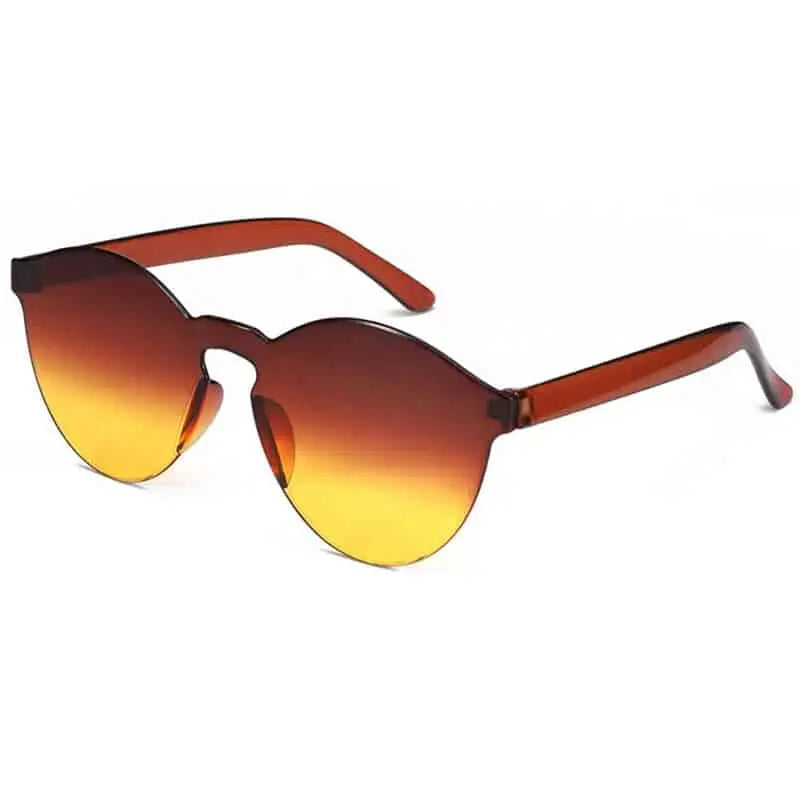 UV400 Modern Heart Shape Sunglasses - Brown Yellow