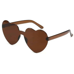 UV400 Modern Heart Shape Sunglasses - Coffee