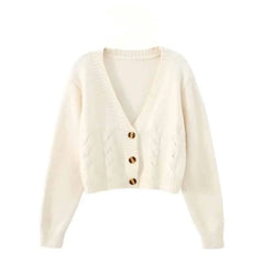 V Neck Cropped Long Sleeve Knitted