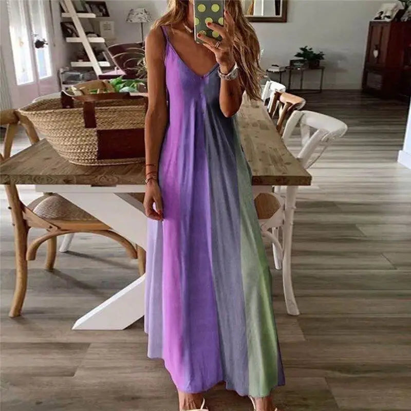 V-Neck Sleeveless Casual Boho Dress