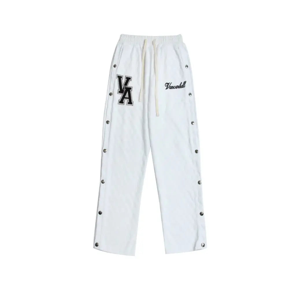 VA Button Side Joggers Pants - M / White - Jogger