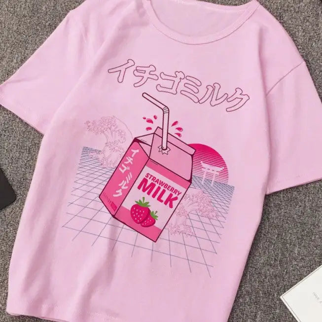 Vaporwave Aesthetic Cool Print T-Shirt - Fucsia / S