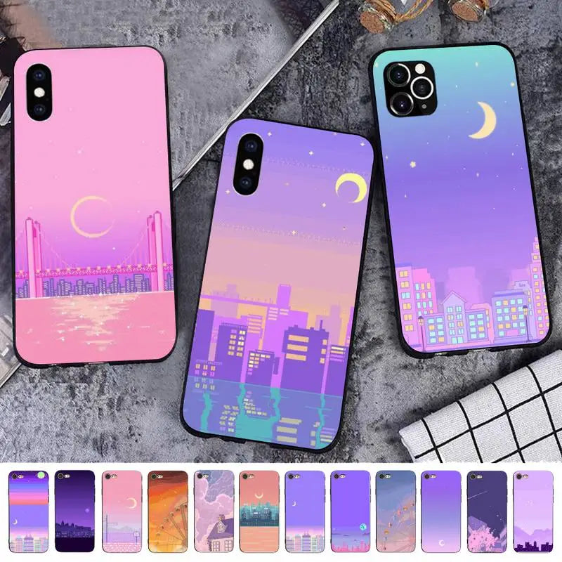 Vaporwave Pastel Pixel Moon Phone Case IPhone - Accesories