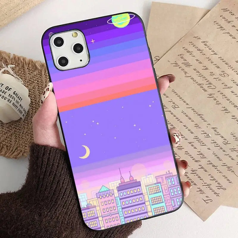 Vaporwave Pastel Pixel Moon Phone Case IPhone - D