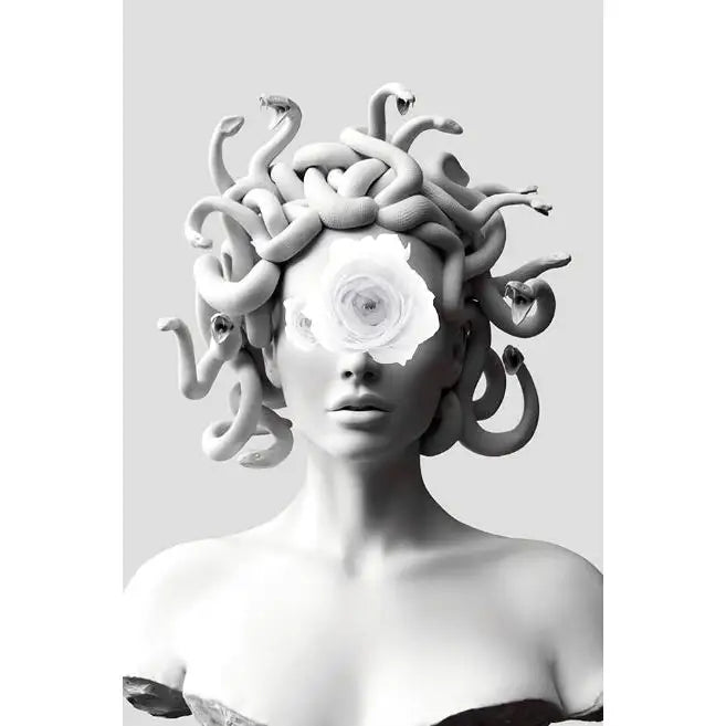 Vaporwave Sculpture Of Medusa Canvas - Ligth Grey / 50x75cm