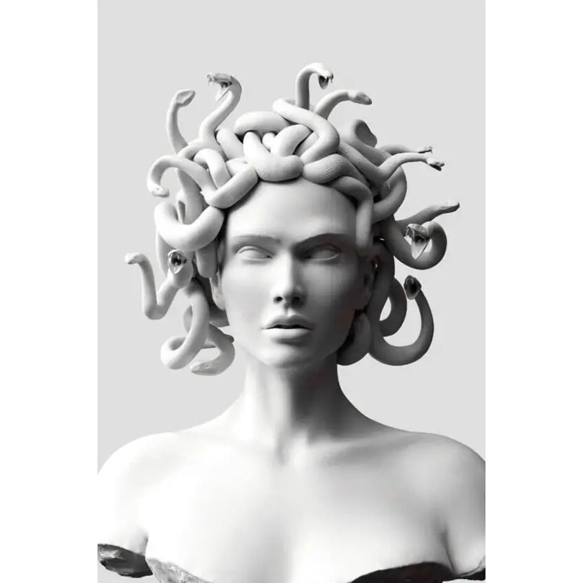 Vaporwave Sculpture Of Medusa Canvas - White / 50x75cm
