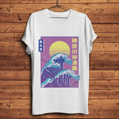 Vaporwave The Great Wave off Kanagawa T-Shirt - L